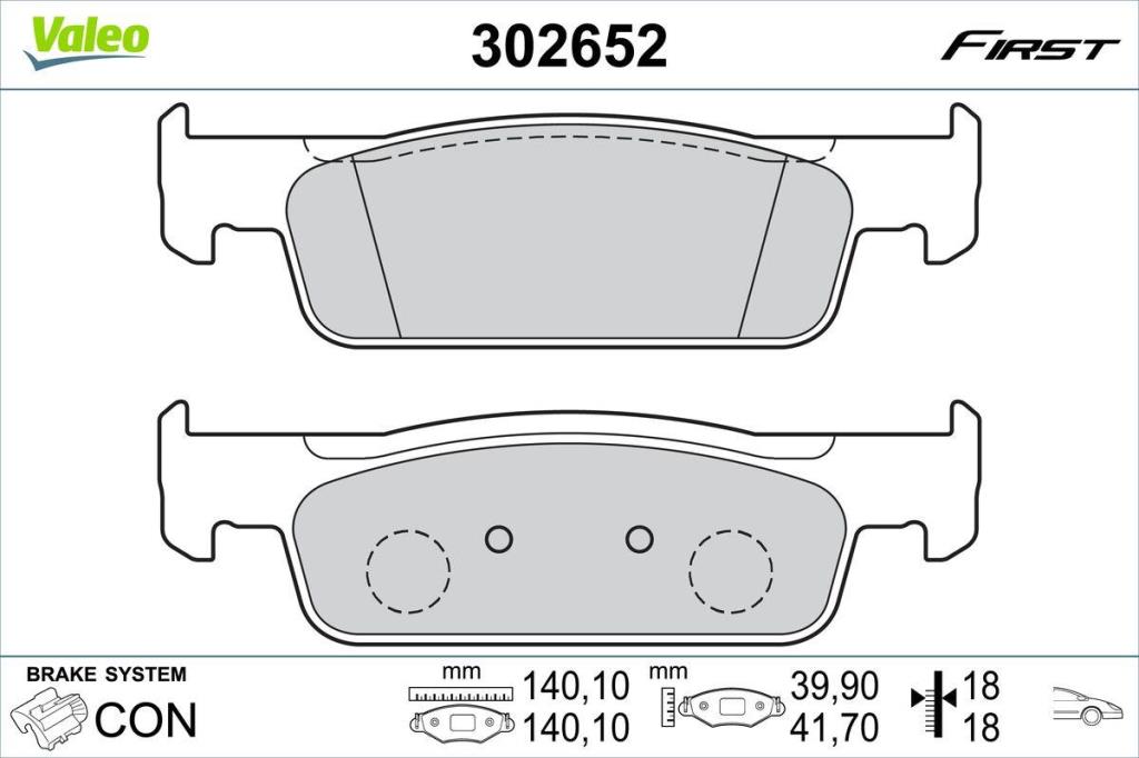 Jogo de 4 pastilhas de travão VALEO ref. 302652